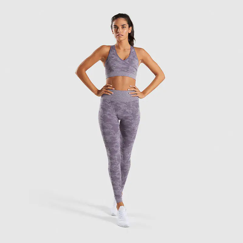 Camouflage Seamless Yoga Pants Set for Women