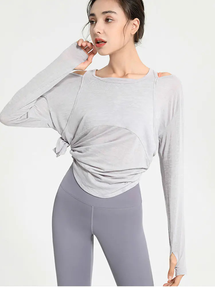 Loose Long Sleeve Yoga Crop Top for Women Fitness Wear