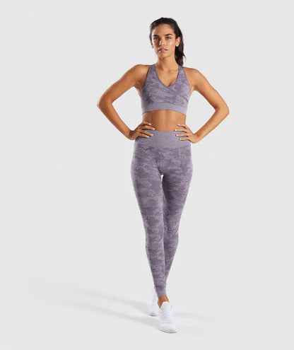 Camouflage Seamless Yoga Pants Set for Women