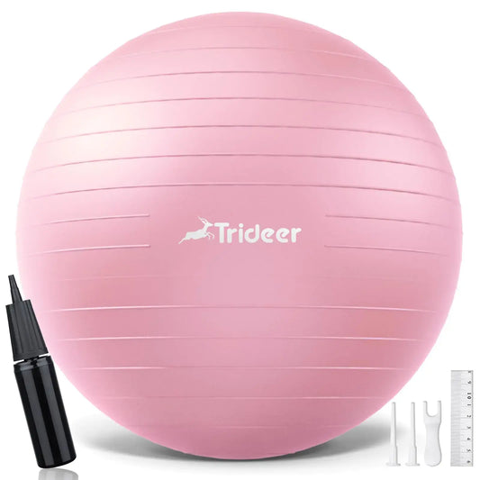 Trideer Yoga Ball - Exercise Ball for Workout pilates Stability - Anti-Burst and Slip Resistant for physical therapy Birthing Stretching & Core Workout Office Ball Chair Flexible Seating Home Gym