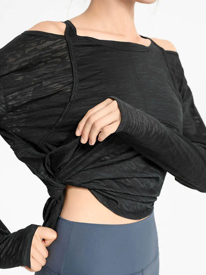 Loose Long Sleeve Yoga Crop Top for Women Fitness Wear