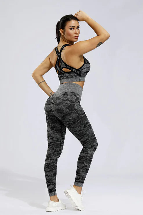 Camouflage Seamless Yoga Pants Set for Women