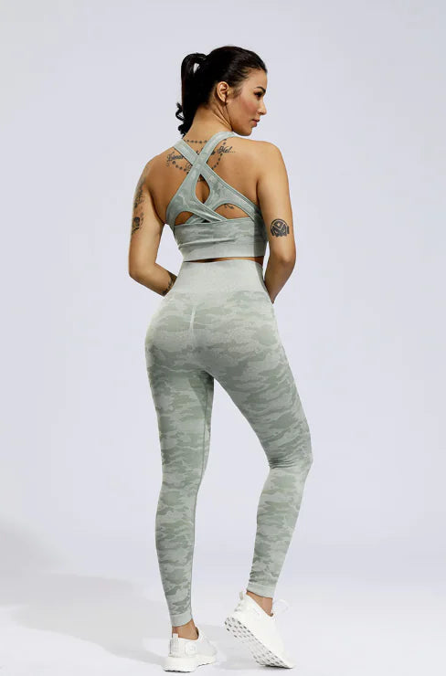 Camouflage Seamless Yoga Pants Set for Women